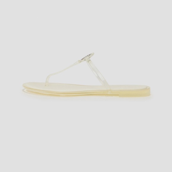 Tory Burch Clear Jelly Sandals Size 10 Logo Medallion Thong Flip Flops - Picture 3 of 8